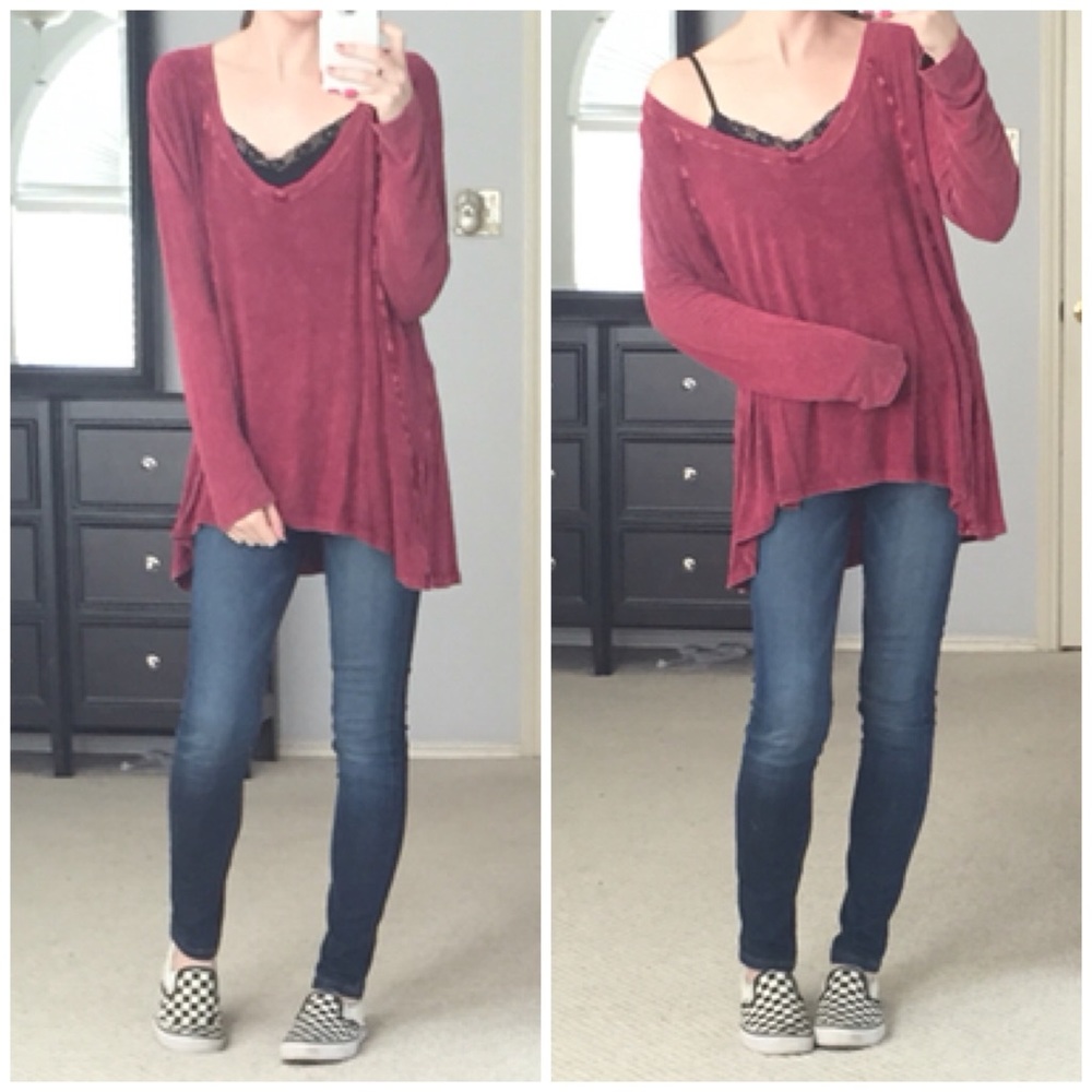⭐️LAST ITEM▫Red Vintage Wash Worn-In Long Sleeve - Picture 2 of 4