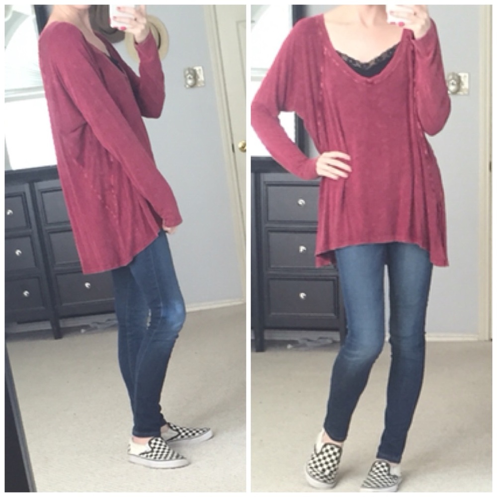 ⭐️LAST ITEM▫Red Vintage Wash Worn-In Long Sleeve - Picture 3 of 4