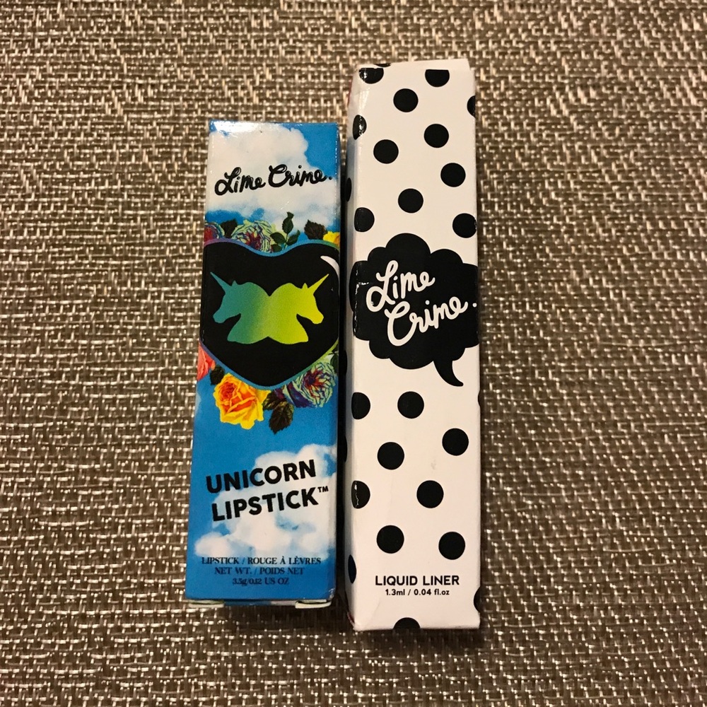 Lime Crime bundle velvetine, lipstick and eyeliner