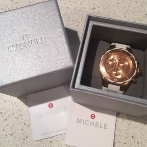 MICHELE Watch, White/Rose Gold
