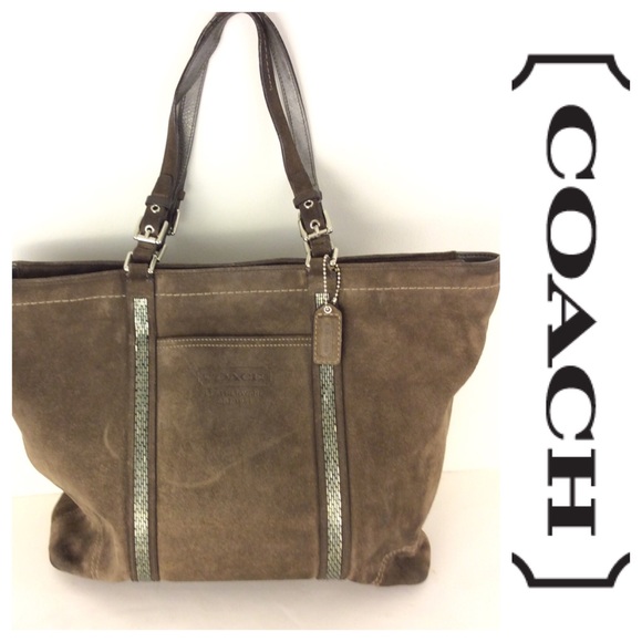 Coach Handbags - COACH bead GALLERY Tote suede sequin brown BAG