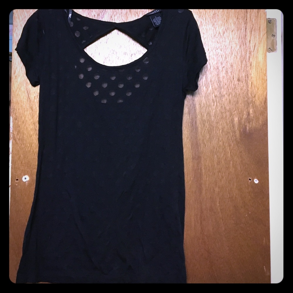 Black tee with see through polka dots Rue 21