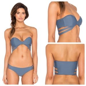 Mosaic blue bandeau bikini top