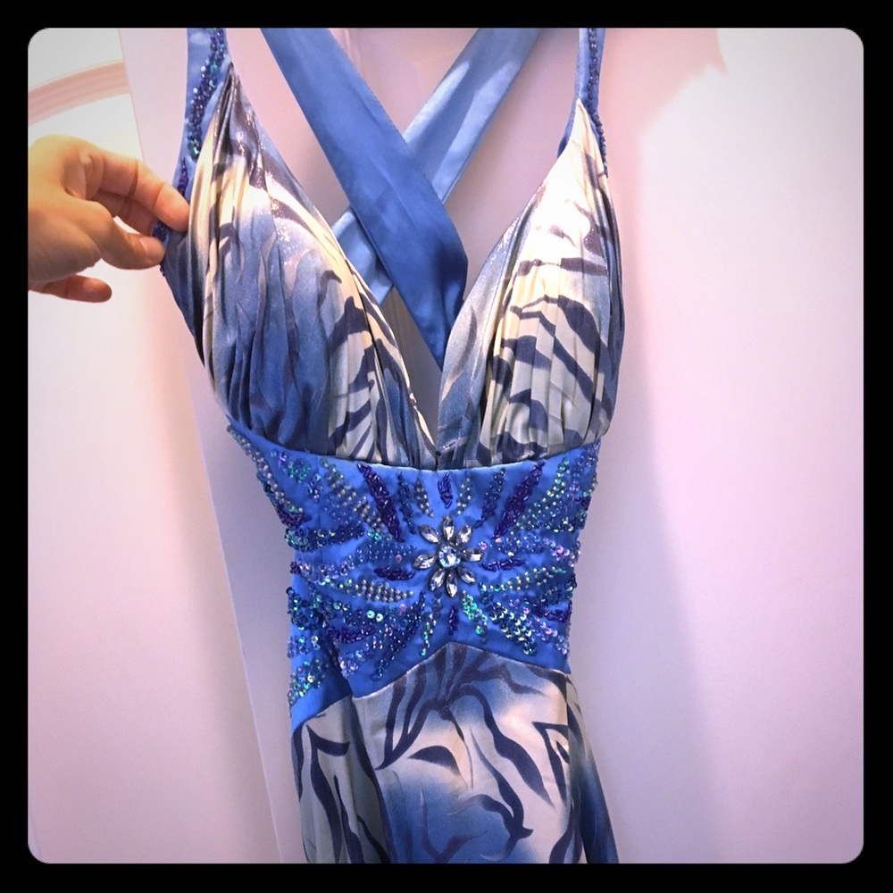 Beautiful blue leopard print prom dress