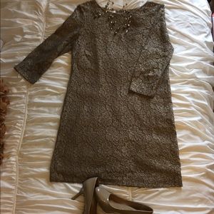 Gold Lace Mini Dress
