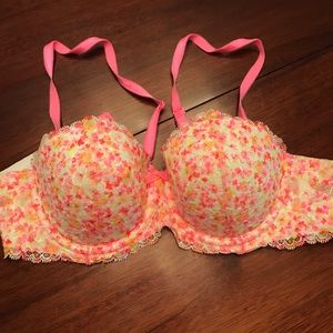 Floral pink padded Victoria's Secret bra
