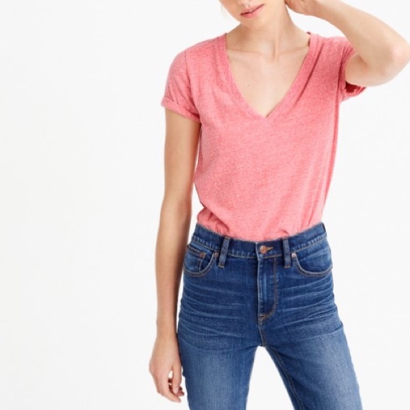 NWT J.Crew V-neck pink t shirt in slub cotton - Picture 2 of 3