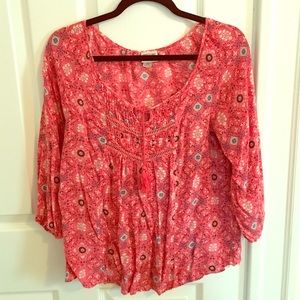 Pretty pink peasant blouse