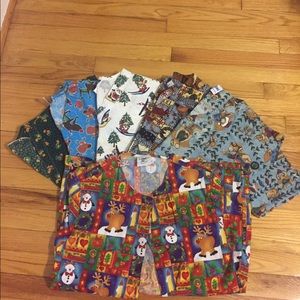 Christmas print scrub tops
