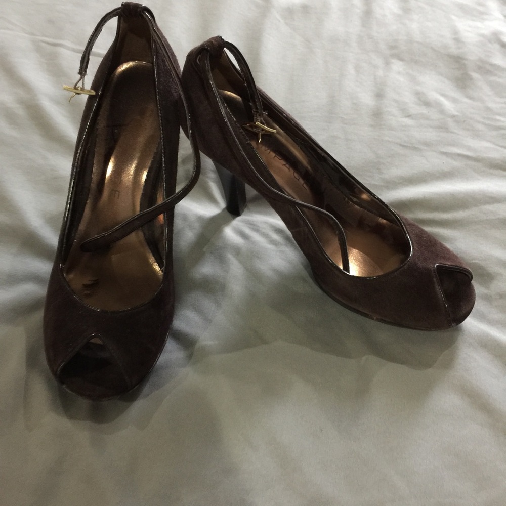 Brown Suede Peeptoe Ankle strap