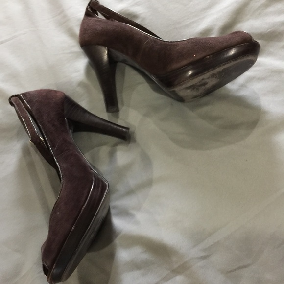 Brown Suede Peeptoe Ankle strap - Picture 2 of 4