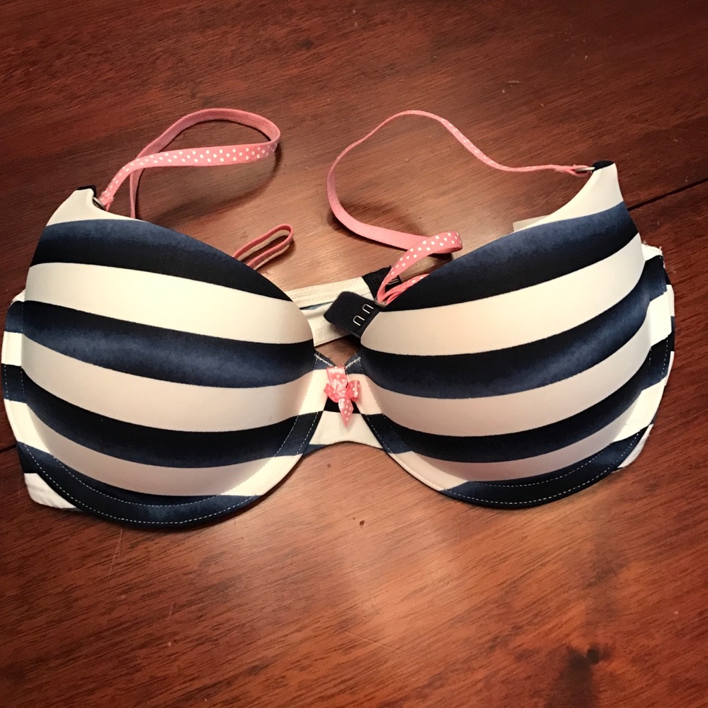 Blue and white stripped padded bra gilly hicks
