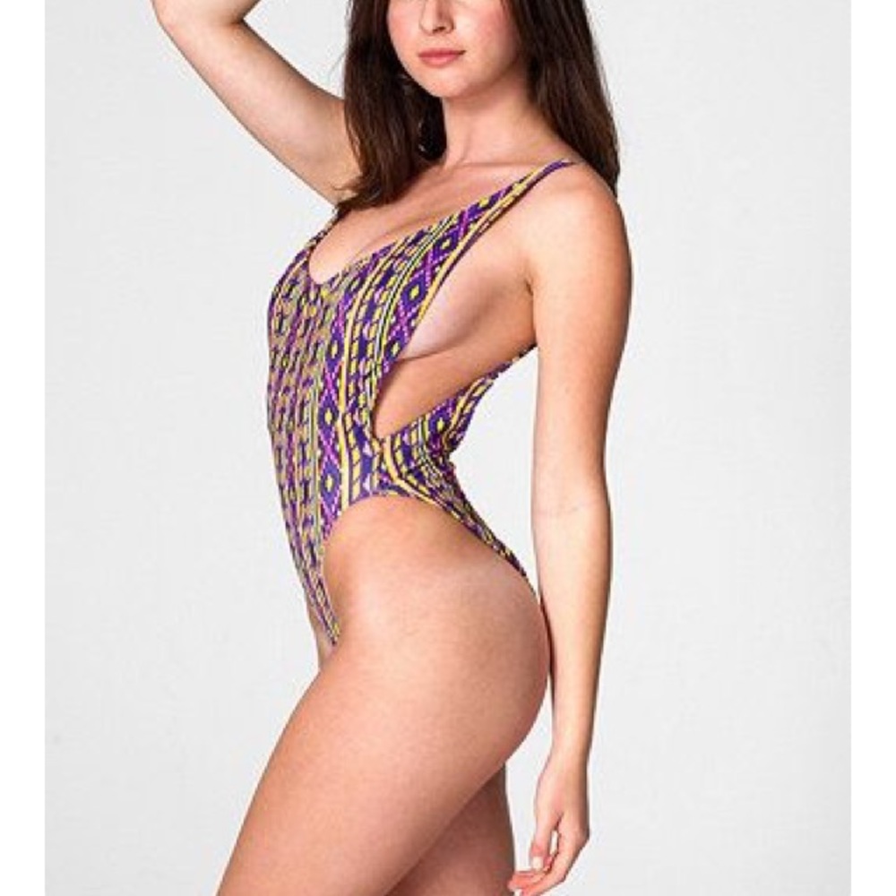 Rare Tribal Print Nylon Tricot High-Cut One-Piece