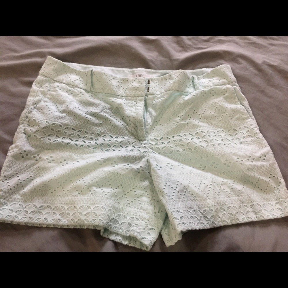 Mint green eyelet shorts