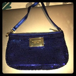 Michael Kors sequence blue wristlet