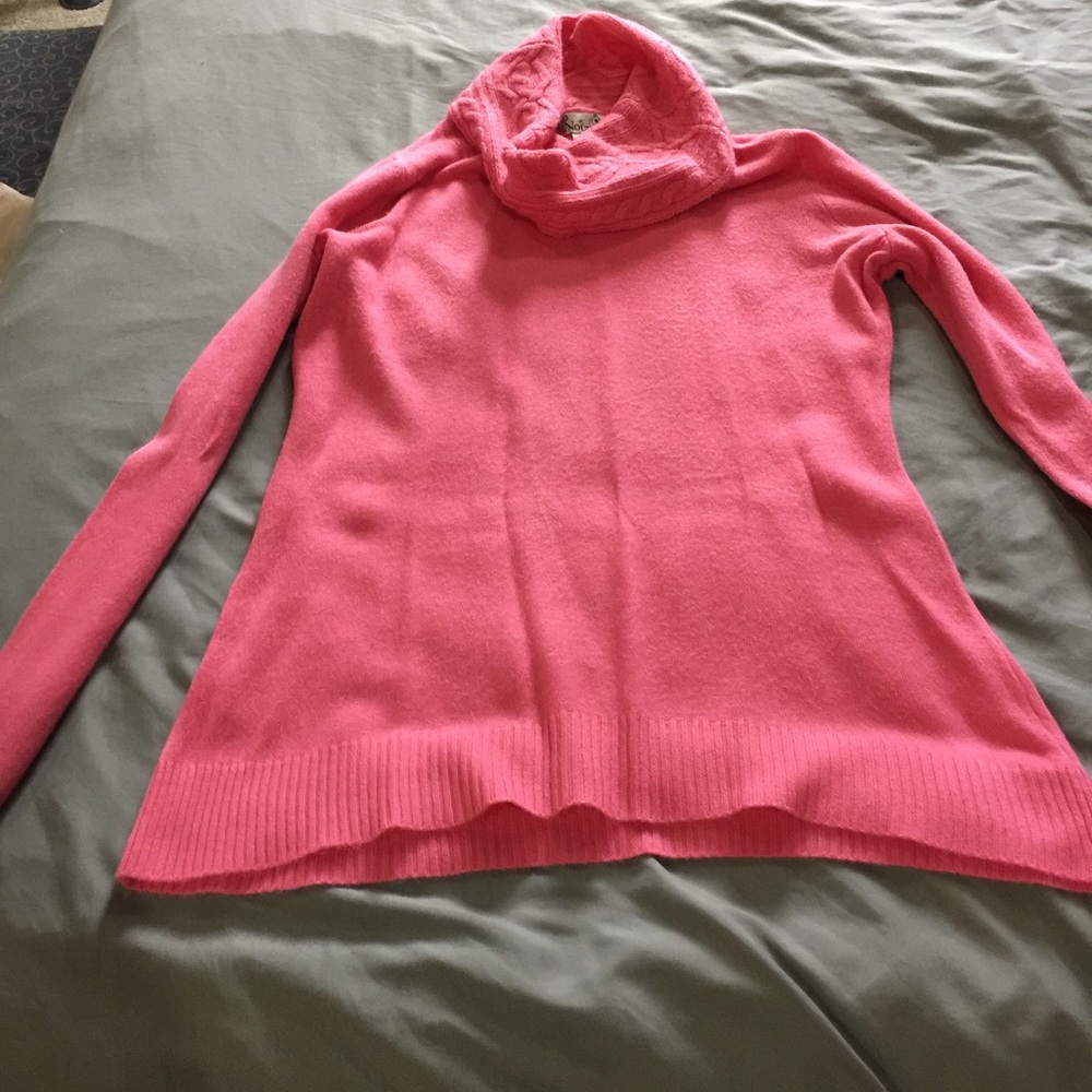 Pink cowlneck tunic sweater