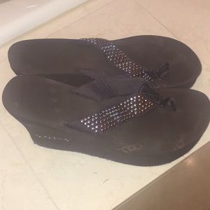 Brand new Rock & Candy brown wedge flip flops
