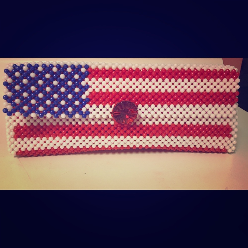Handbeaded Patriotic Clutch