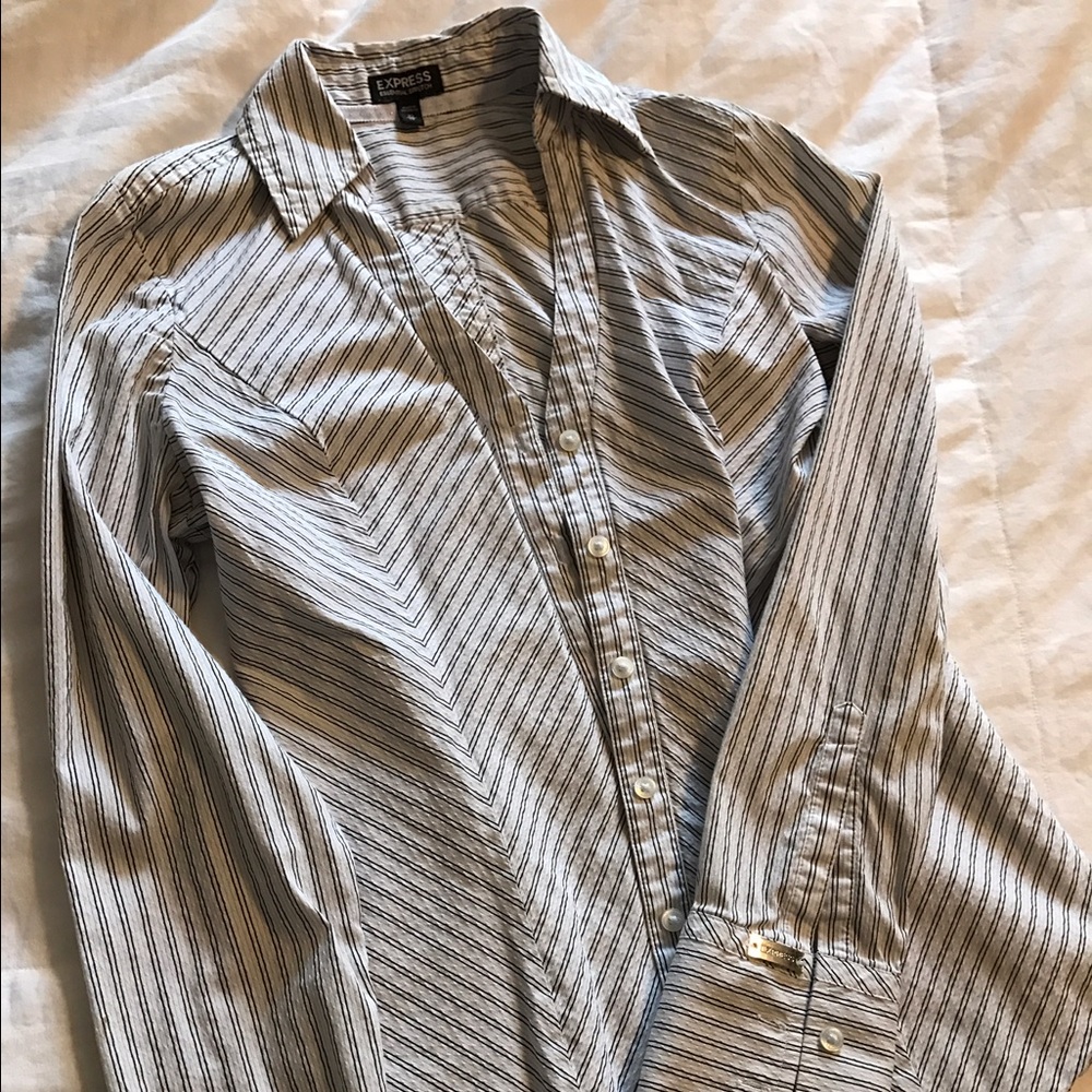 Black & white stripe button down
