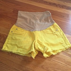 A Pea in the Pod Canary Yellow Maternity Shorts