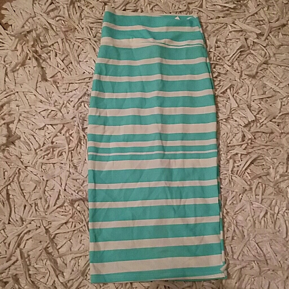 Brand new aqua and white midi skirt.