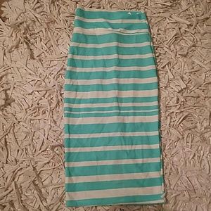 Brand new aqua and white midi skirt.
