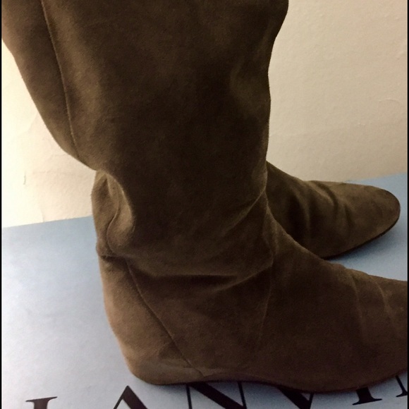 Lanvin Suade knee high boots in grey - Picture 2 of 4