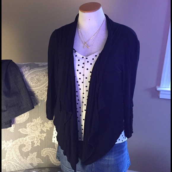 Black thin Rayon blend shrug open Cardigan - Picture 1 of 2
