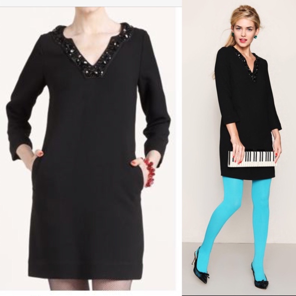 Kate Spade Black Shift Dress with 💎 Details in XS