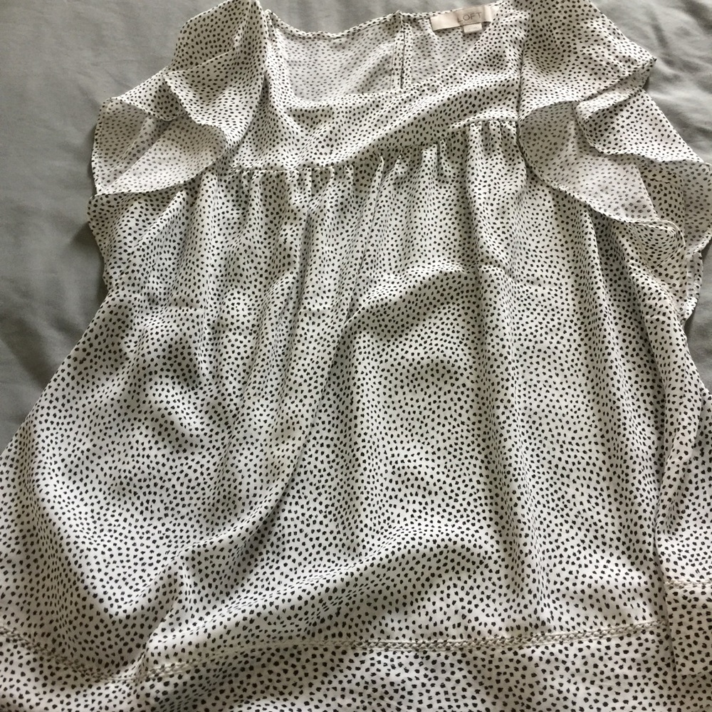 Polka dot flutter sleeve blouse