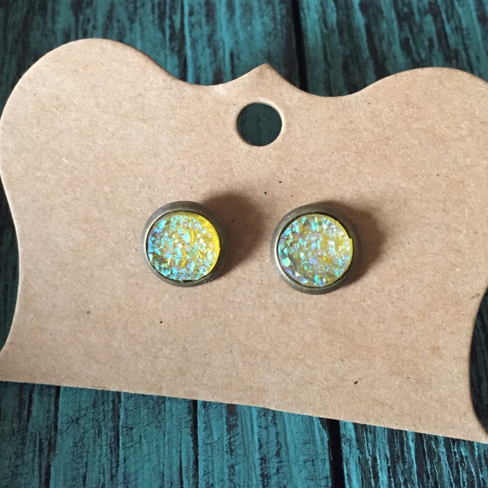 Yellow Faux Druzy Earrings