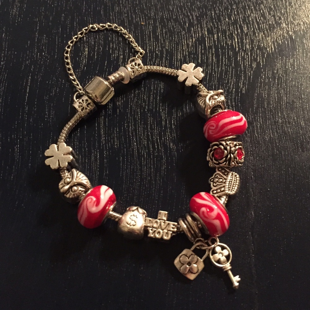 ❤Murano Glass "I Love You" Charm Bracelet❤️