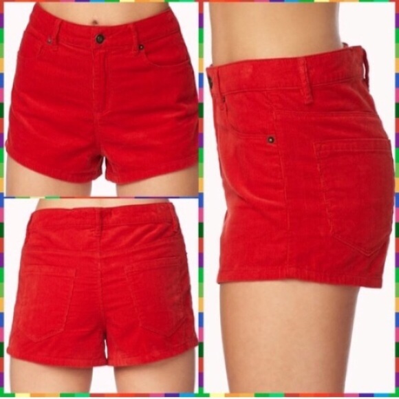 Forever 21 Pants - •Vintage Look• RedOrange Corduroy Mid Rise Shorts•