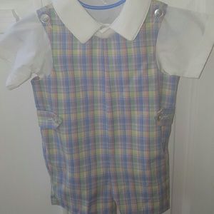 Pastel plaid 2 piece Jon-jon: New with tags: 24 mo
