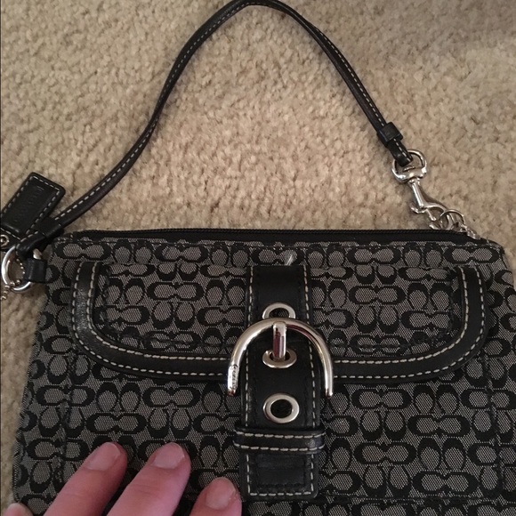Vintage Coach Black/Gray Wristlet - Picture 1 of 4