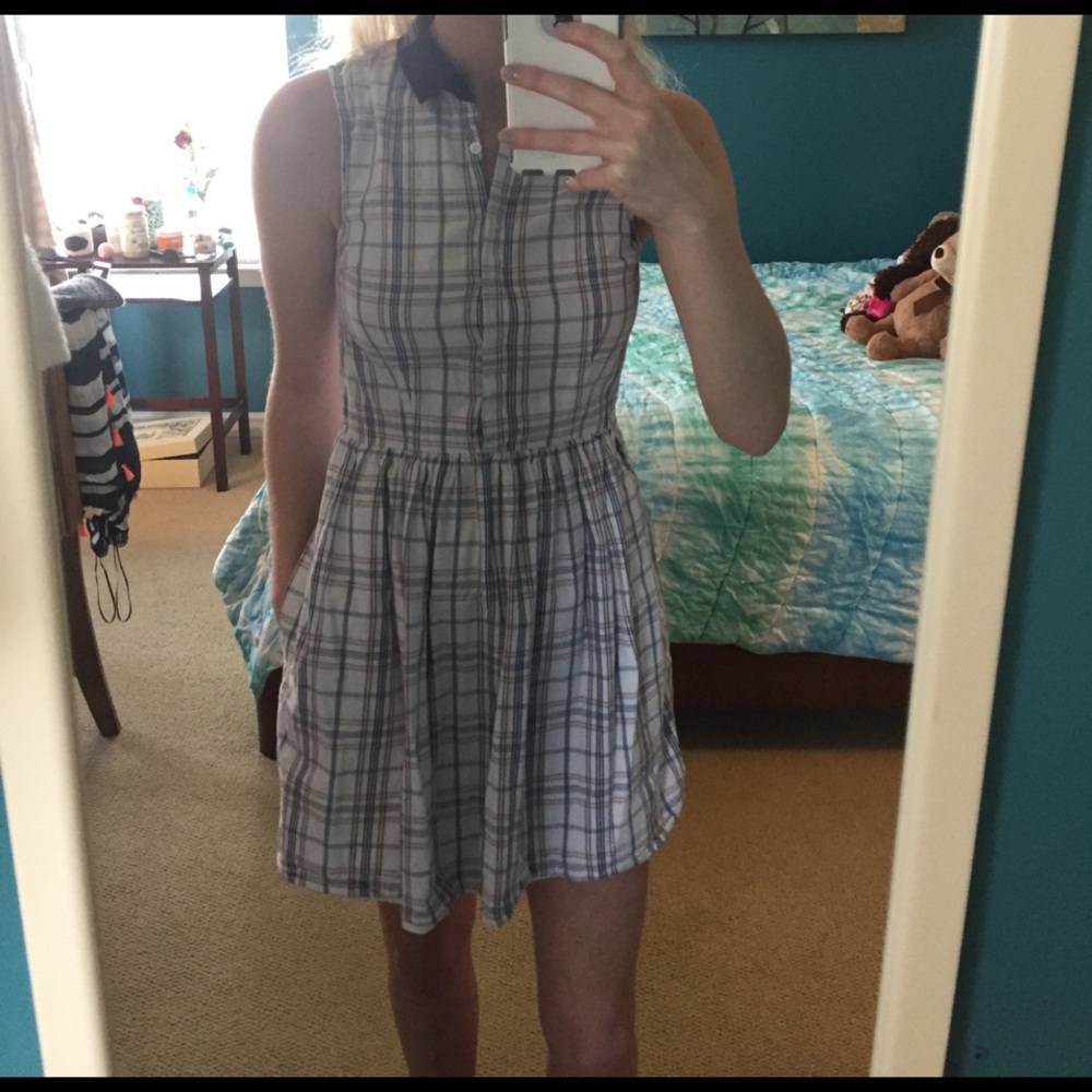 Jack wills size 0 plaid mini dress with collar