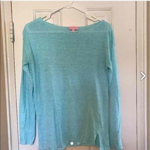 Lilly pulitzer blue linen sweater small