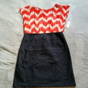 Chevron and denim dress