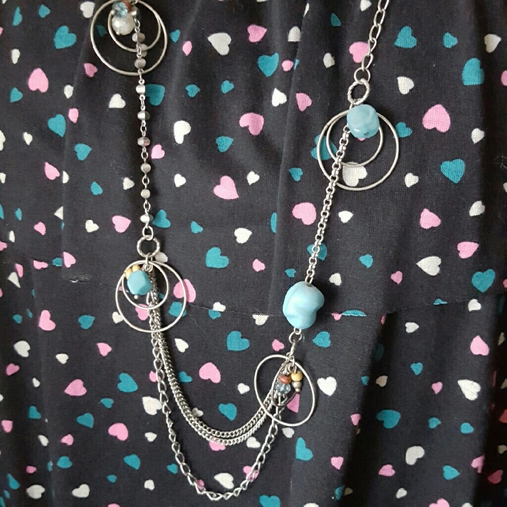 Silver-tone and Turquoise Necklace