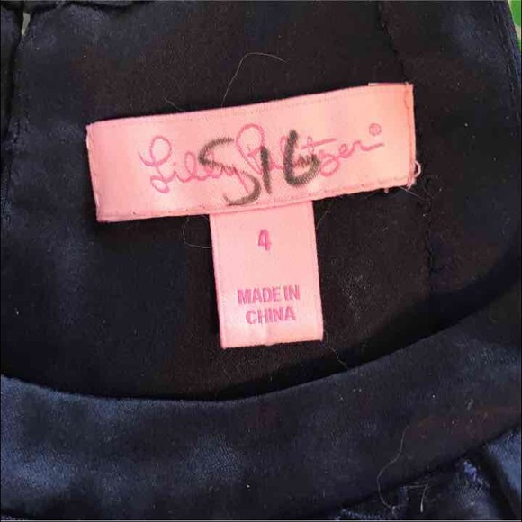 Lilly Pulitzer sample! Sz 4 navy dress floral - Picture 3 of 4