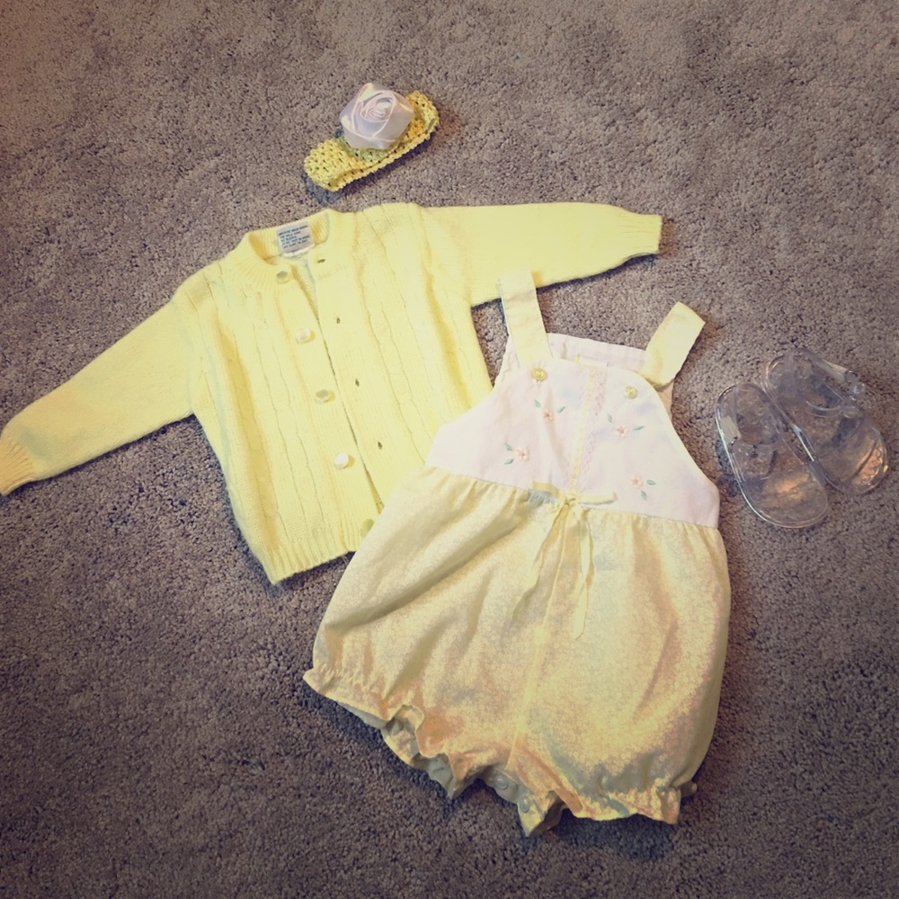 Vintage infant Sweater an Romper Set size 6 month