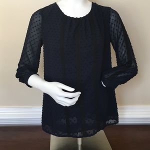 J CrewNavy blue with black lace trim blouse