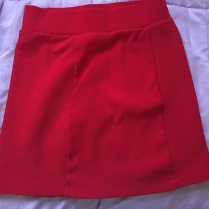 Red high waisted skirt