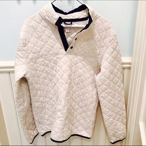 Oatmeal colored quilted T-snap pullover