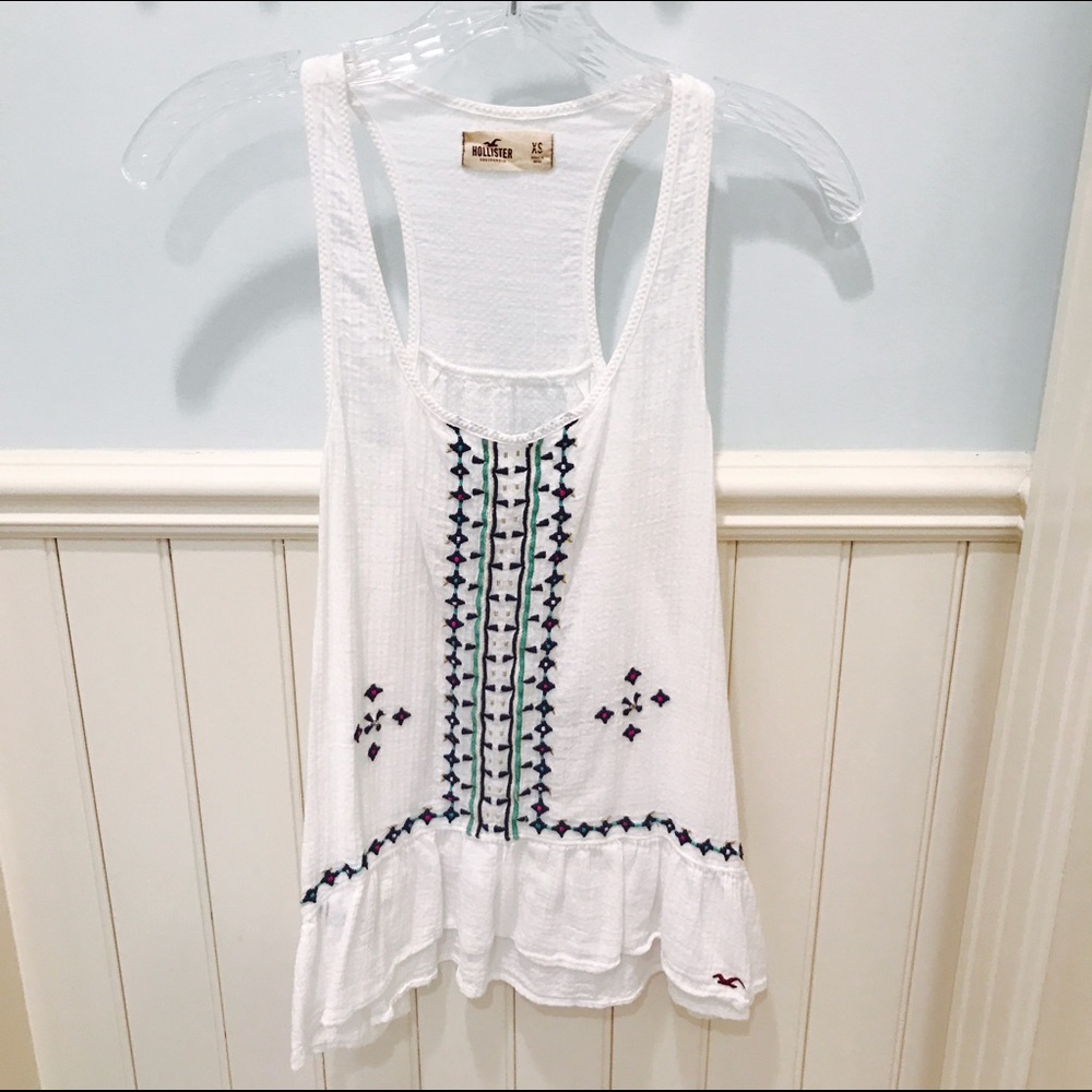 White hollister racer back tank