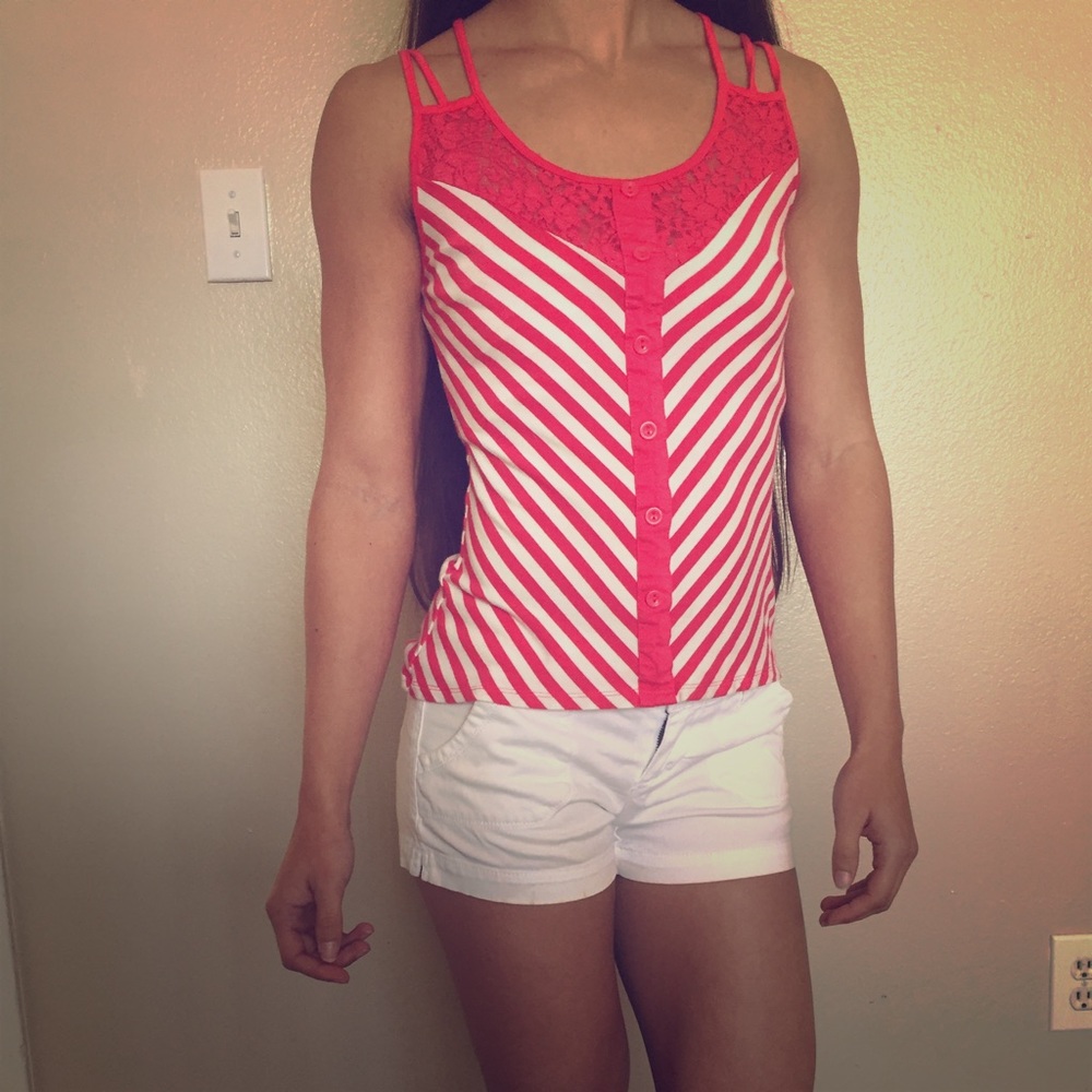 Pink & white summer top