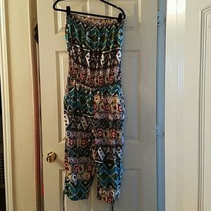 Multi Print Capri Pant Romper