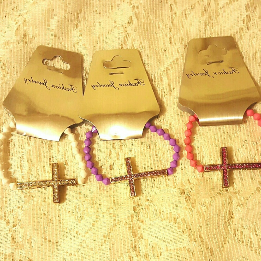3 pc stretchable Cross Bracelets