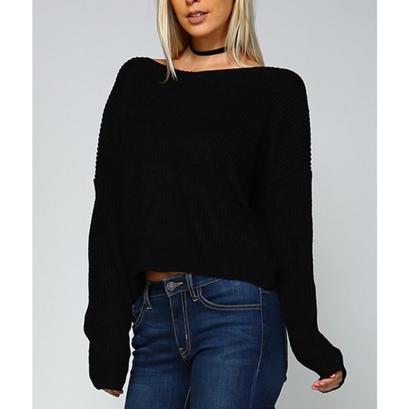 🆕HILDEE Round Neck Ribbed Sweater - BLACK - Picture 2 of 4