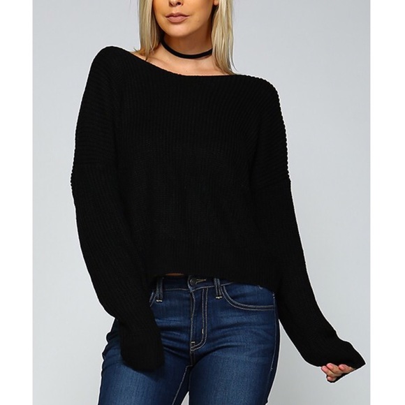 🆕HILDEE Round Neck Ribbed Sweater - BLACK - Picture 3 of 4